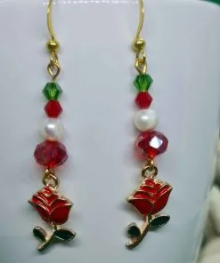 Red Rose Earrings