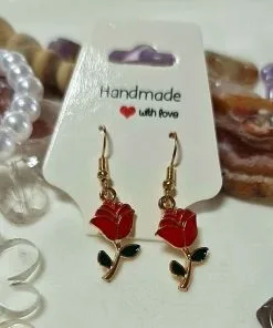 Red Rose Charm Earrings