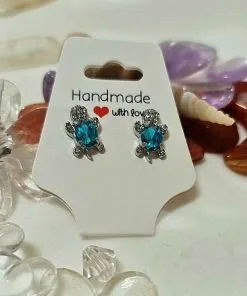 Blue Zircon Turtle Studs
