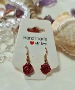 Red Rose Drop Earrings